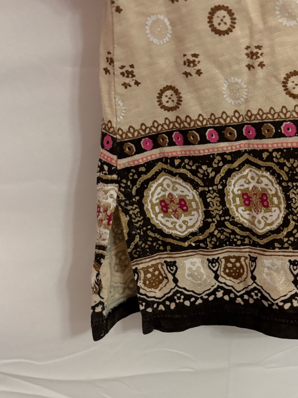 Charter Club Cream/Pink/Brown Boho Print Sleeveless V-Neck Tank/Blouse - Size 2X - Picture 12 of 14